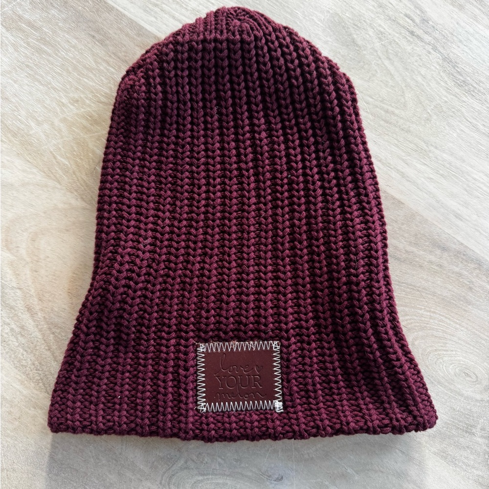 Love Your Melon burgundy knit beanie - Picture 2 of 3